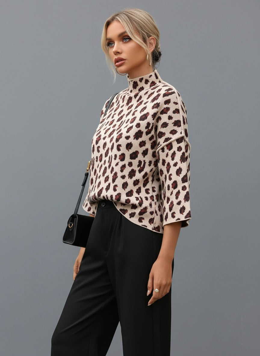Daniela | Damen Winter Leopardenprint Pullover