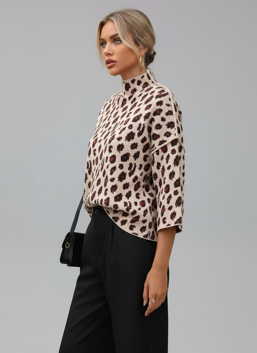 Daniela | Damen Winter Leopardenprint Pullover