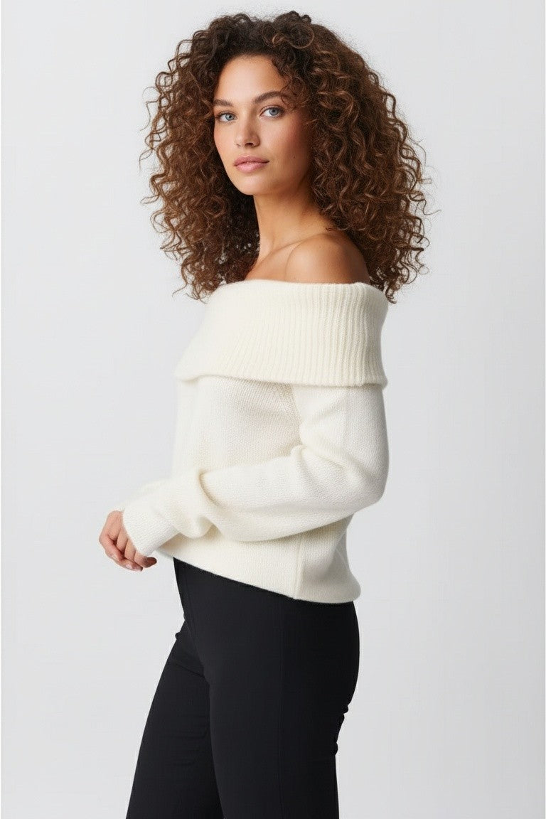 Angela | Damen Winter Off-Shoulder Pullover