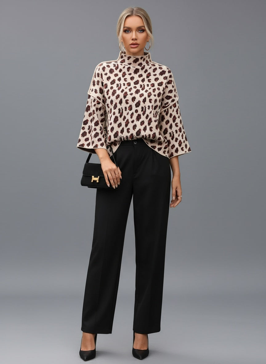 Daniela | Damen Winter Leopardenprint Pullover