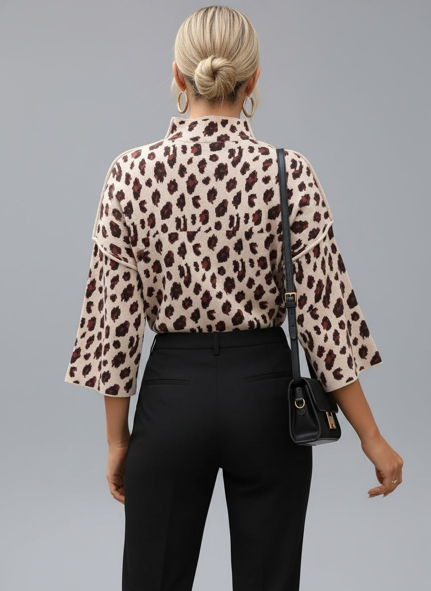 Daniela | Damen Winter Leopardenprint Pullover