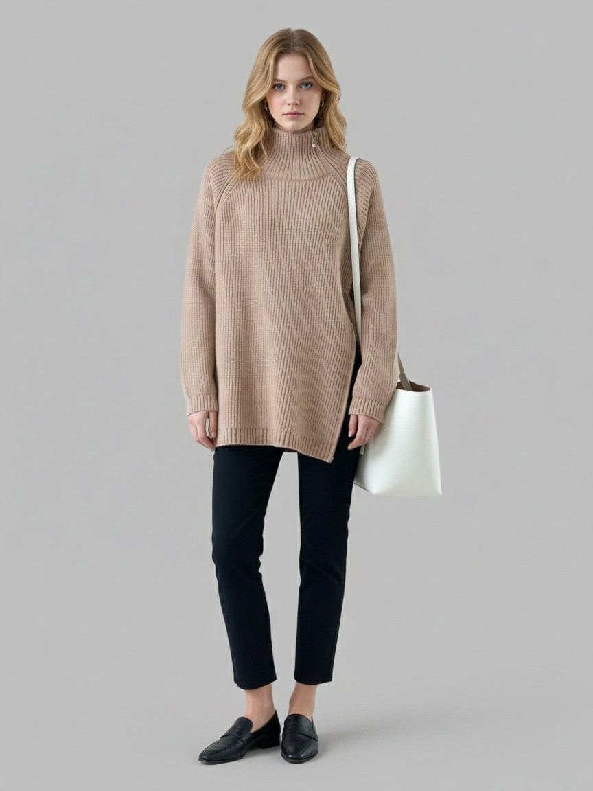 Andrea | Damen Winter Rollkragen Oversized Pullover