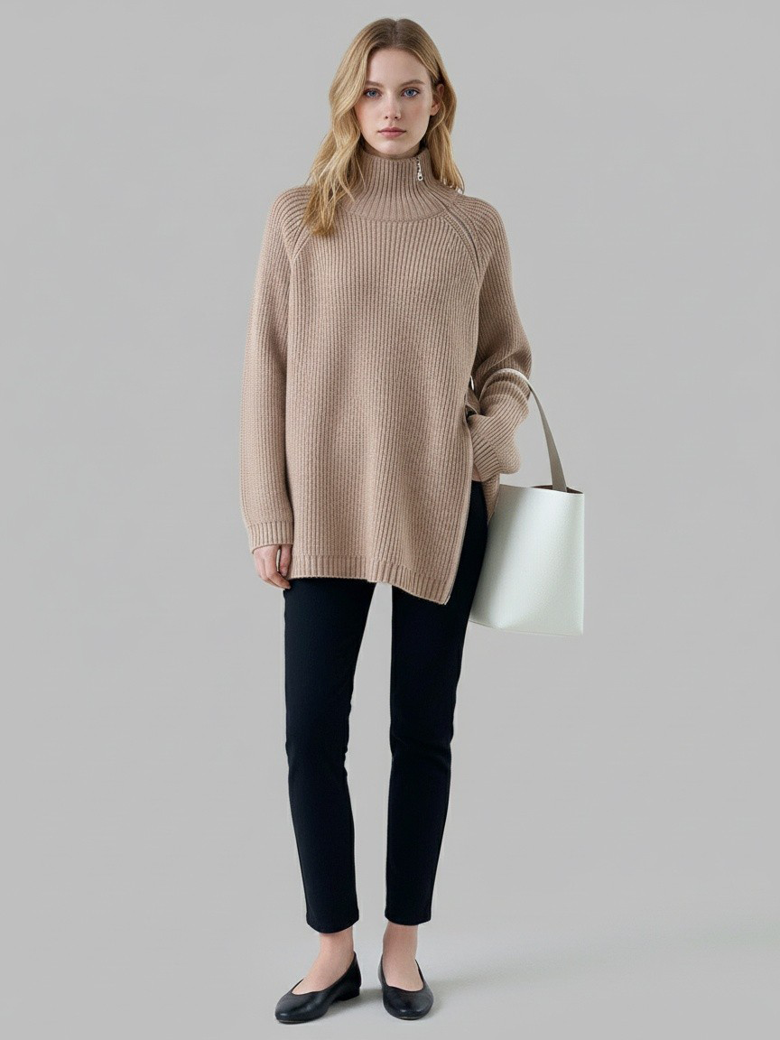 Andrea | Damen Winter Rollkragen Oversized Pullover